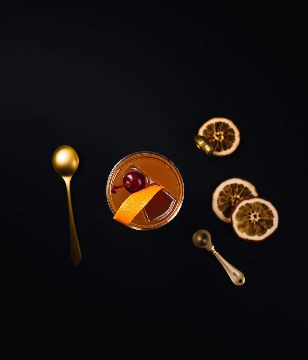 Signature old fashioned with orange peel